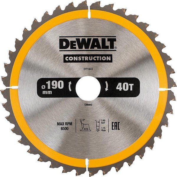 Dewalt KreissäGeblatt D=190X30Mm Mit 40 WechselzäHnen-image