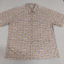 Pierre Cardin Mens XL Check Short Sleeve Button Up Tropical Shirt
