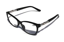 Khan Fashion Reading Glasses Reader metal chain black +1.25 +1.75 +2.50 +3.00