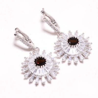 Smokey Quartz & Topaz 925 Sterling Silver Earring 1.56'' E625-3-2