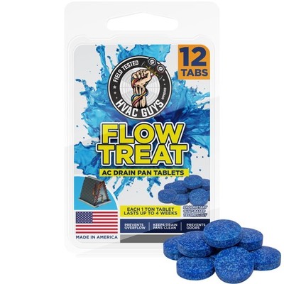 AC Drain Pan Tablets 12PK Flow Treat Prevents Odors Keeps HVAC Clean Overflow