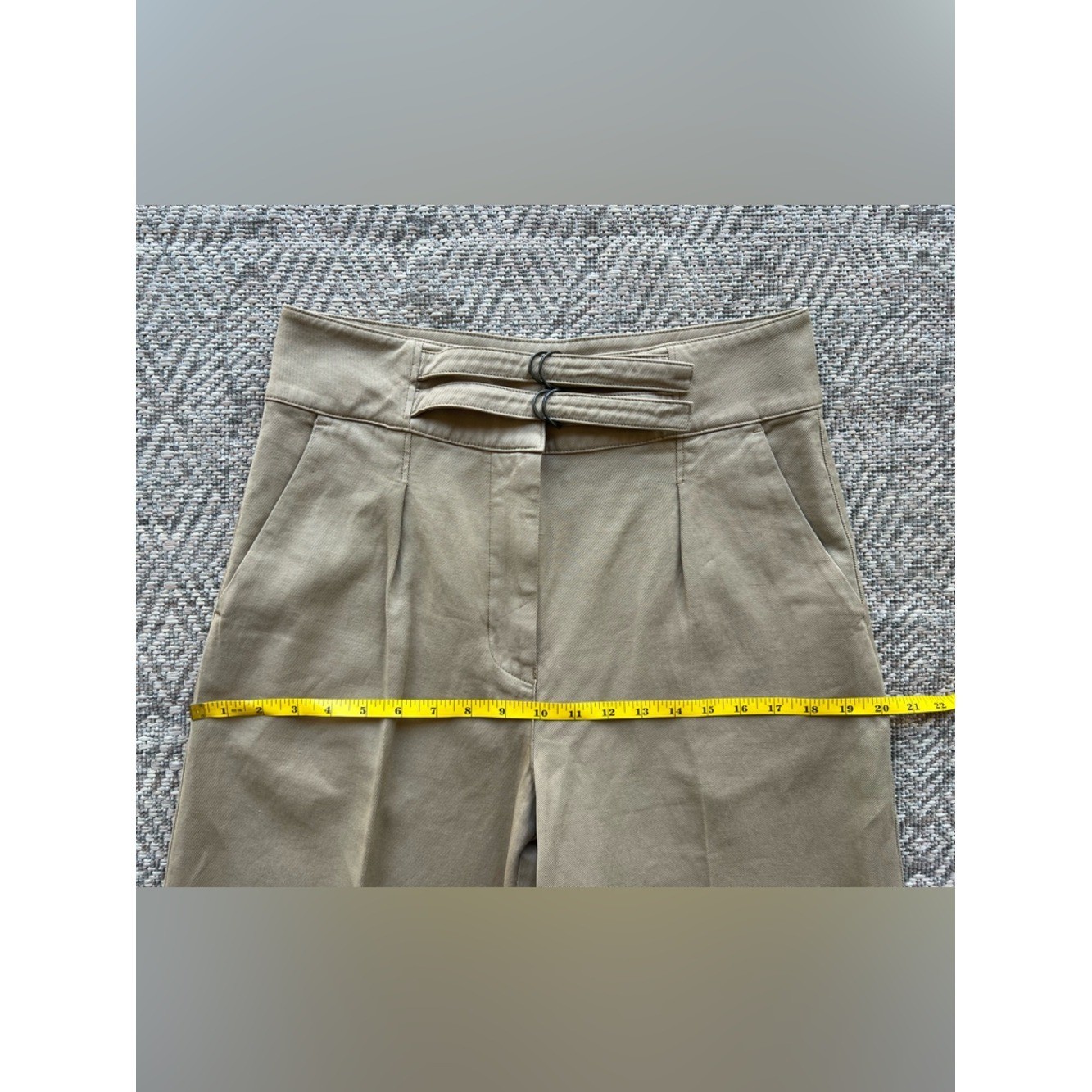 Sézane Lazaro Wide Leg Trousers Khaki Beige Womens Size 8 NWT Cotton image 7