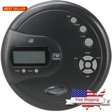 GPX PC332B Portable CD Player Anti-Skip FM Radio Earbuds Black