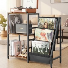 Record Player Stand Vinyl Storage Cabinet wit...