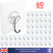 Self Adhesive Wall Hooks Strong Sticky Heavy Duty Clear Seamless Door Hanger