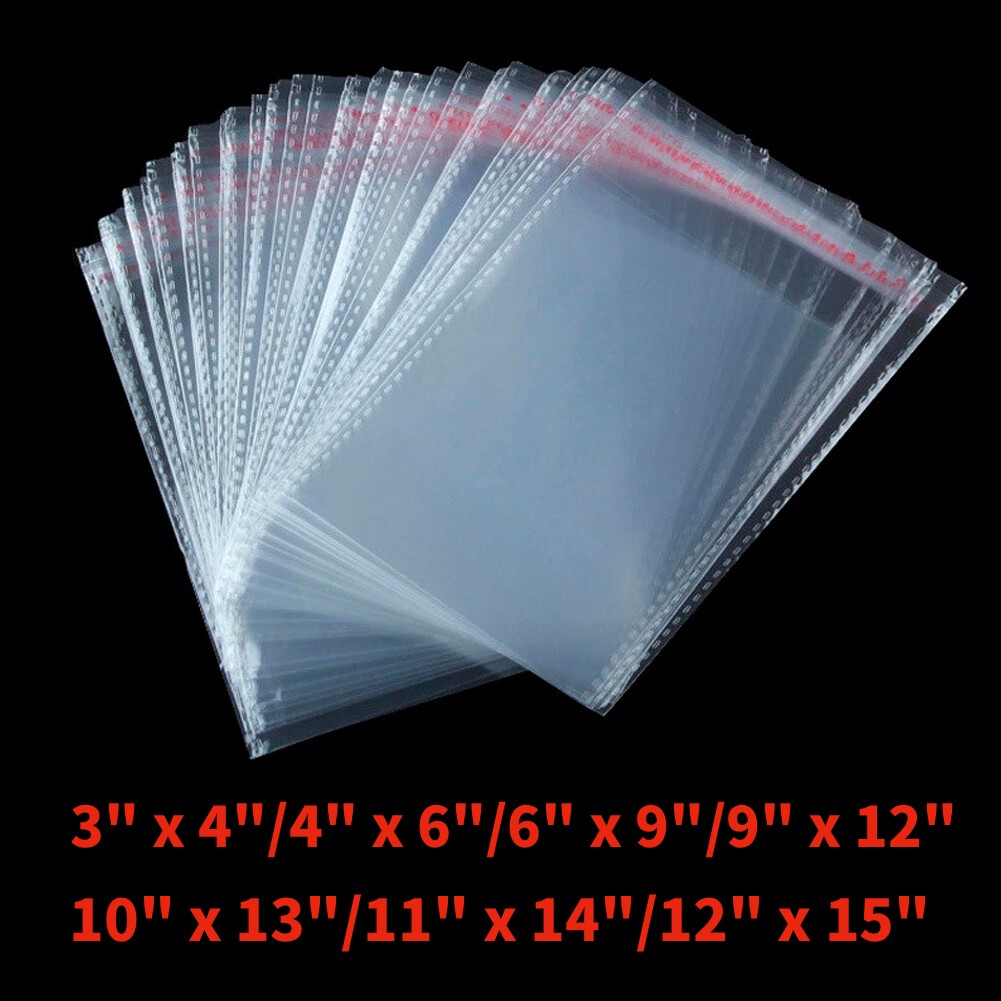 Clear Resealable Recloseable Self Adhesive Cello Tape OPP Poly Plastic Bags US