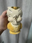 Vintage Shawnee Pottery Yellow /Gold Chicken Bird Owl Pitcher Gold Trim