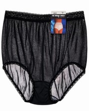 Vintage Sears The Doesn't Panty Black Lace Waist Sheer New With Tags Size 7