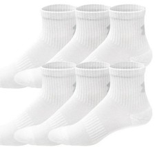 UNDER ARMOUR Men QUARTER Socks 68 Cotton WHITE - 30 Pair NEW