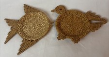 Vintage Wicker Wall Decor Hanging Plate Baskets Boho Fish Bird Mix Century Straw