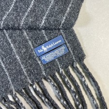 Vtg Polo Ralph Lauren Grey 100 Lambswool Scarf Pony Fringe Made In Italy