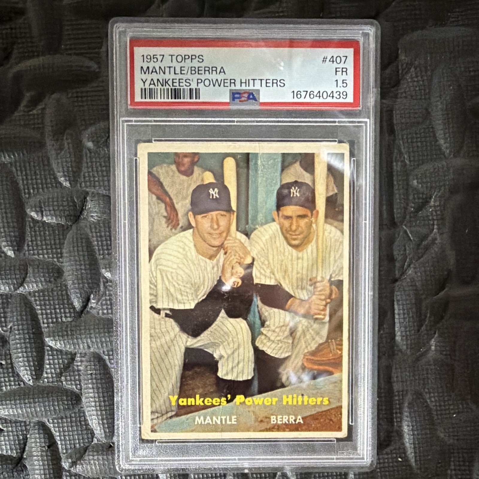 1957 Topps Mantle/Berra Yankees’ Power Hitters PSA 1.5