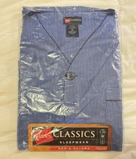 Hanes Pajama Set Men  s Sz XL Blue Pinstriped Short Sleeve Long Leg New