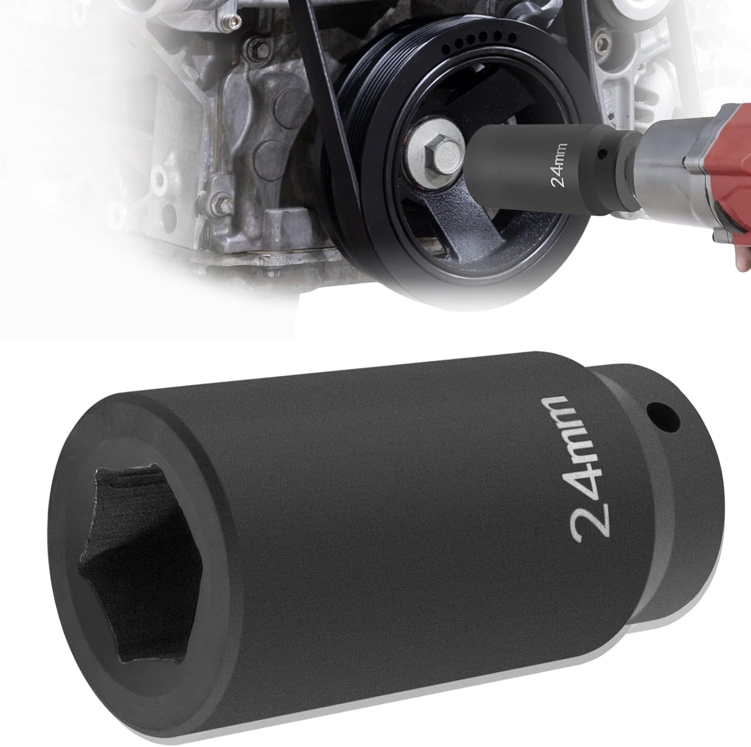 77070 24mm Crank Bolt Socket for GM LS Engine Harmonic Balancer Socket Tool 2... thumbnail 2