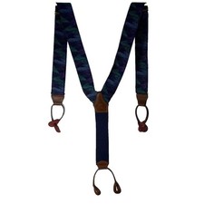 VTG Mens 100 Silk Countess Wara Braces/Suspenders Brass Leather Button Elastic