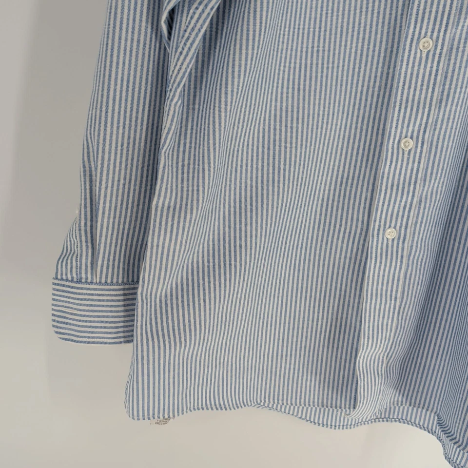 Vintage Stafford Athletic Fit Striped Button Down Dress Shirt Blue White Size 34 - Image 4 of 4