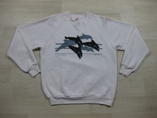 Vintage 80s Blue Point Dolphin Sweatshirt (L) N.H. Stutz Nature Ocean USA Made