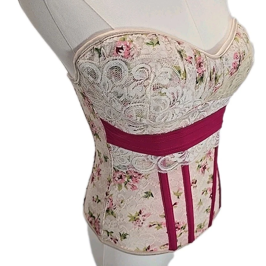 Кокетка женщин корсет Топ Sz S романтический сад фея цветочный кружева мягкий девочка - Изображение 4 из 4