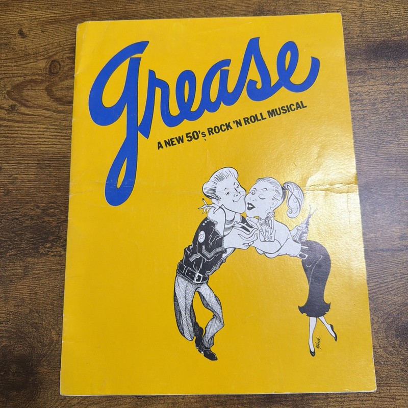 Vintage Grease On Broadway Program 1973 A New 50's Rock N' Roll Musical