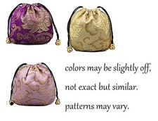 3 Silk Brocade Jewelry Pouch Change Bag - variety of Drawstring pouches new