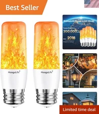 Warm Flickering LED Flame Light Bulbs - Energy Saving & Easy to Install - 2 Pack