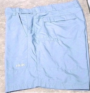 HUK PERFORM FISHING-Blue Nylon, Mens Flt.Fnt, Fishing Shorts-(XXL)
