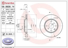 2x Bremsscheibe PRIME BREMBO 09.9928.14 für 107 PEUGEOT TOYOTA AYGO C1 CITROËN 2