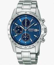 SEIKO SPIRIT SBTQ071 Blue Silver Chronograph Men's Watch in Box New from Japan