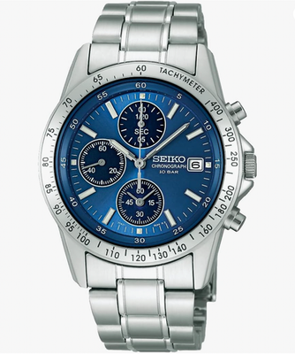 SEIKO SPIRIT SBTQ071 Blue Silver Chronograph Men's Watch in Box