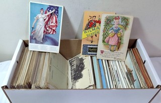 Box lot of 450 random postcards vintage antique old