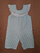 Vintage EVY of California Baby Girl Quilted Romper 0-6 Month w/Ruffle