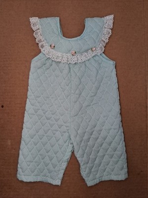 Vintage Baby Girl Quilted Romper 0-6 Month w/Ruffle EVY of California 