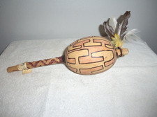 Vintage Artindia Funai "Brazil Karaja Tribe - Gourd Design Ceremonial Rattle"