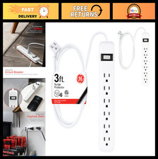 6-Outlet Surge Protector Power Strip 2 Pack with 3 Ft Cord, 450 Joules, Heavy Du