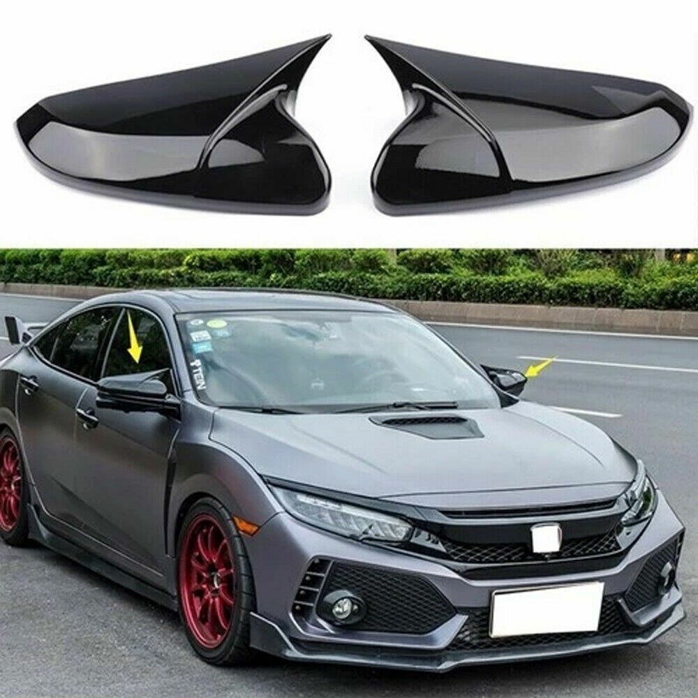 Side Mirror Cover Caps Rearview Cover For Honda Civic 2016-21 Glossy Black