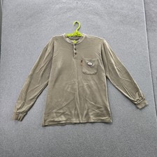 Rasco FR Men Shirt L Khaki Embroidered KTF452 Henley T-Shirt Logo Long Sleeve