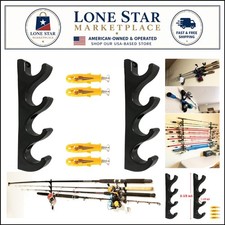Durable Wall-Mounted Fishing Rod Rack for 4 Rods   Lightweight Plastic Design