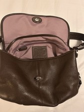 Coach Brown Pebbled Shoulder Bag Turn Lock, D...
