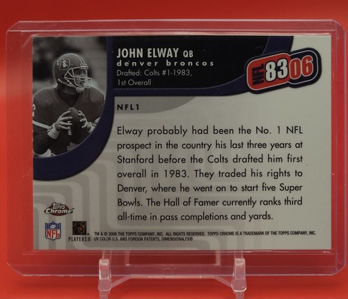 2006 JOHN ELWAY Topps Chrome Football Classe del 1983 NFL8306 Broncos NFL HOF - Foto 2 di 2