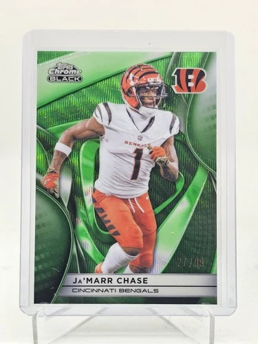 JA'MARR CHASE 2025 TOPPS CHROME BLACK GREEN WAVE REFRACTOR /99 #24 BENGALS Q5849