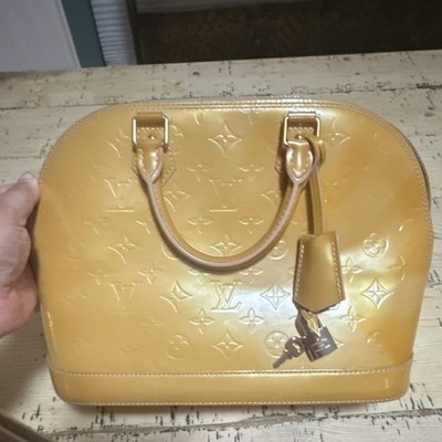 Louis Vuitton Gold Monogram Top Handle Bag Lock Key Designer Women