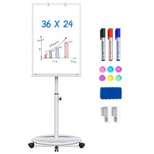 Whiteboard on Wheels 36 x 24 inches - Standing Magnetic Dry Erase Board, Mobi...