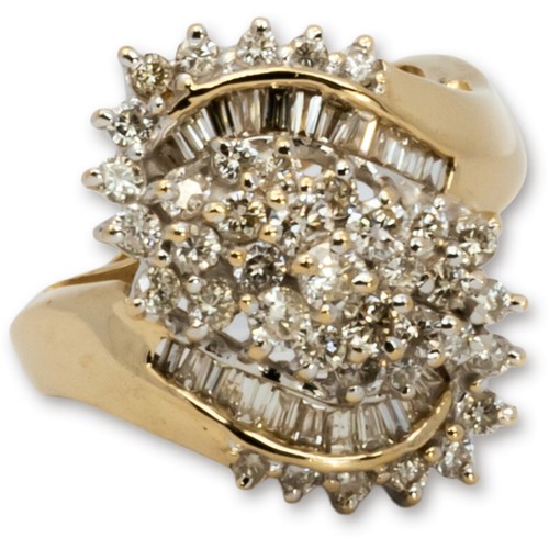 Lady's Diamond Cluster Ring 63 Diamonds 1.41 Carat T.W. 14K Yellow G (B06011483)
