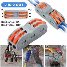 10-100X Lever Wire Connector Nuts 2-in-2-Out Inline Splices Connector Terminals