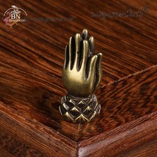 Handmade Brass Buddhism Praying Buddha Hand With Lotus Base Copper Zen Bracelet