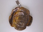 UNIQUE VINTAGE LARGE CRAVED TIGER'S EYE ROSE PENDANT!