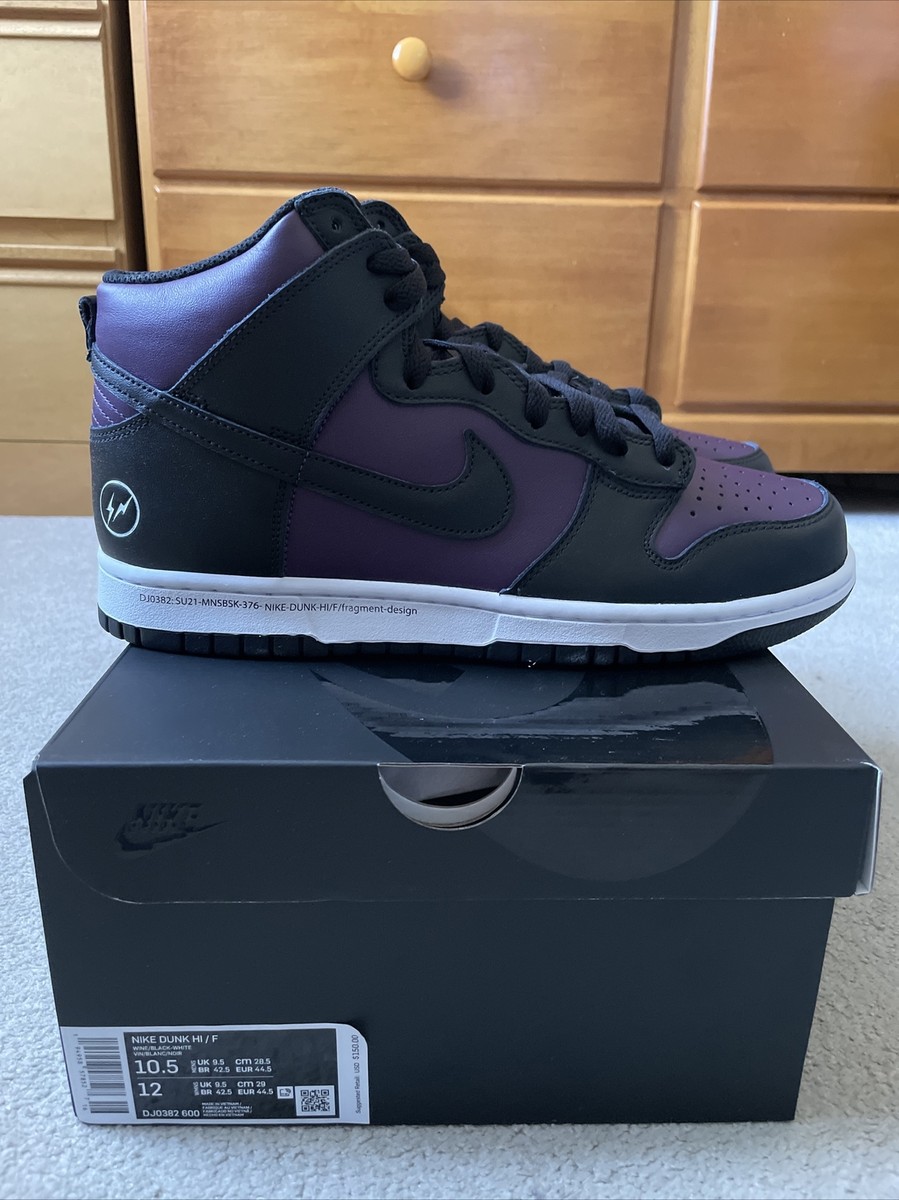 Men’s NEW Nike Dunk x Fragment Shoes sz 10.5 Nike Dunk High “Fragment Design/Beijing” 2021 Wine/Black  main image 2
