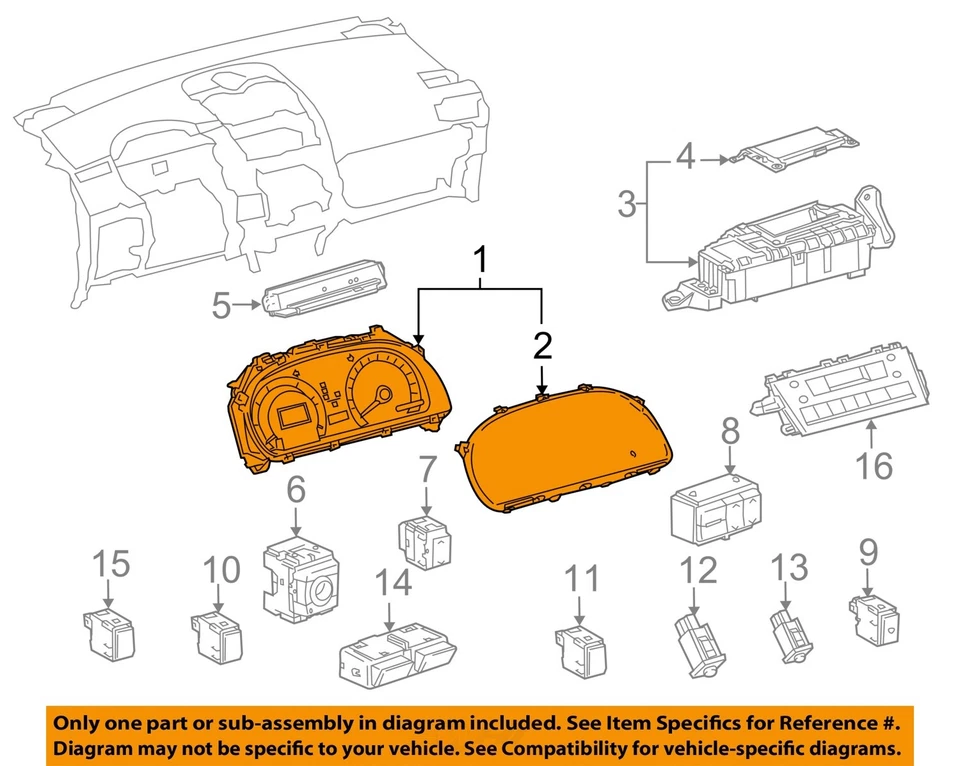 Medidor de velocímetro usado se adapta a: Lexus HS250H 2010 sin sistema de prechoque MPH con LED he Foto 3 de 4