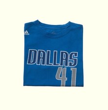 ADIDAS NBA DALLAS MAVERICKS DIRK NOWITZKI VTG Y2K DISTRESSED BLUE T SHIRT SZ M