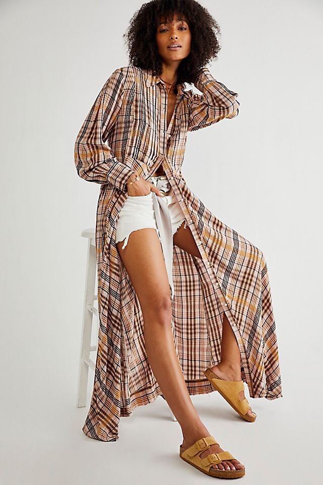 free people plaid maxi dress